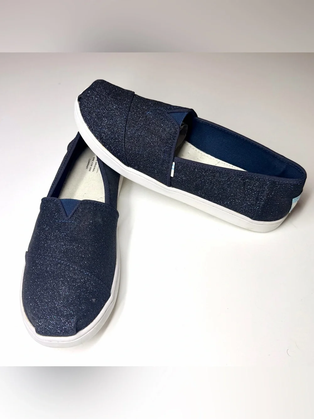 Toms Youth Alpargata Midnight Sparkle Glitter Size-  6Y
